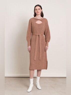 ELEVEN SIX Beth Sweater Dress Camel